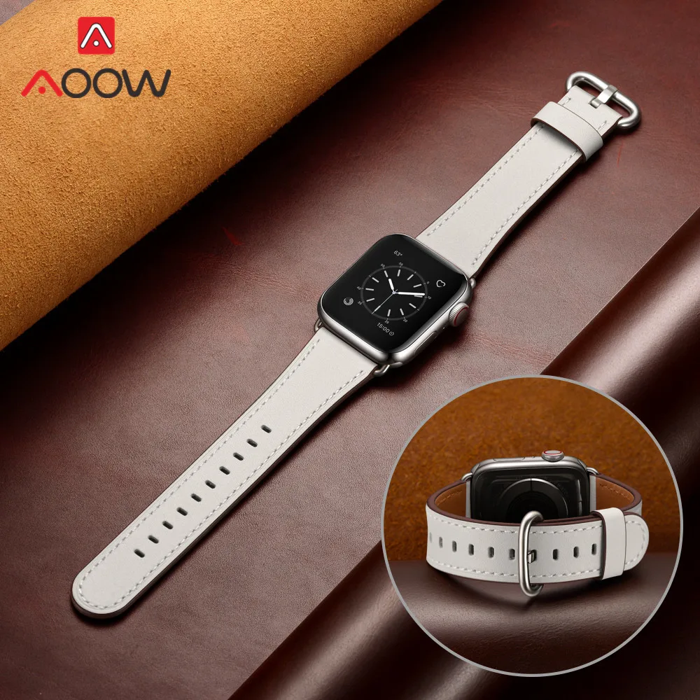 Ремешок для часов из натуральной кожи для Apple Watch 5, 4, 38 мм, 42 мм, 40 мм, 44 мм, роскошный мужской и женский браслет для iWatch 3, 2, 1