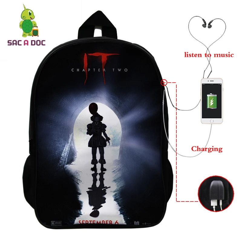 17 Mochila IT Horror Movie рюкзак "Клоун" Многофункциональный USB зарядка латоп рюкзак школьные сумки для подростков женский рюкзак для путешествий - Цвет: 17