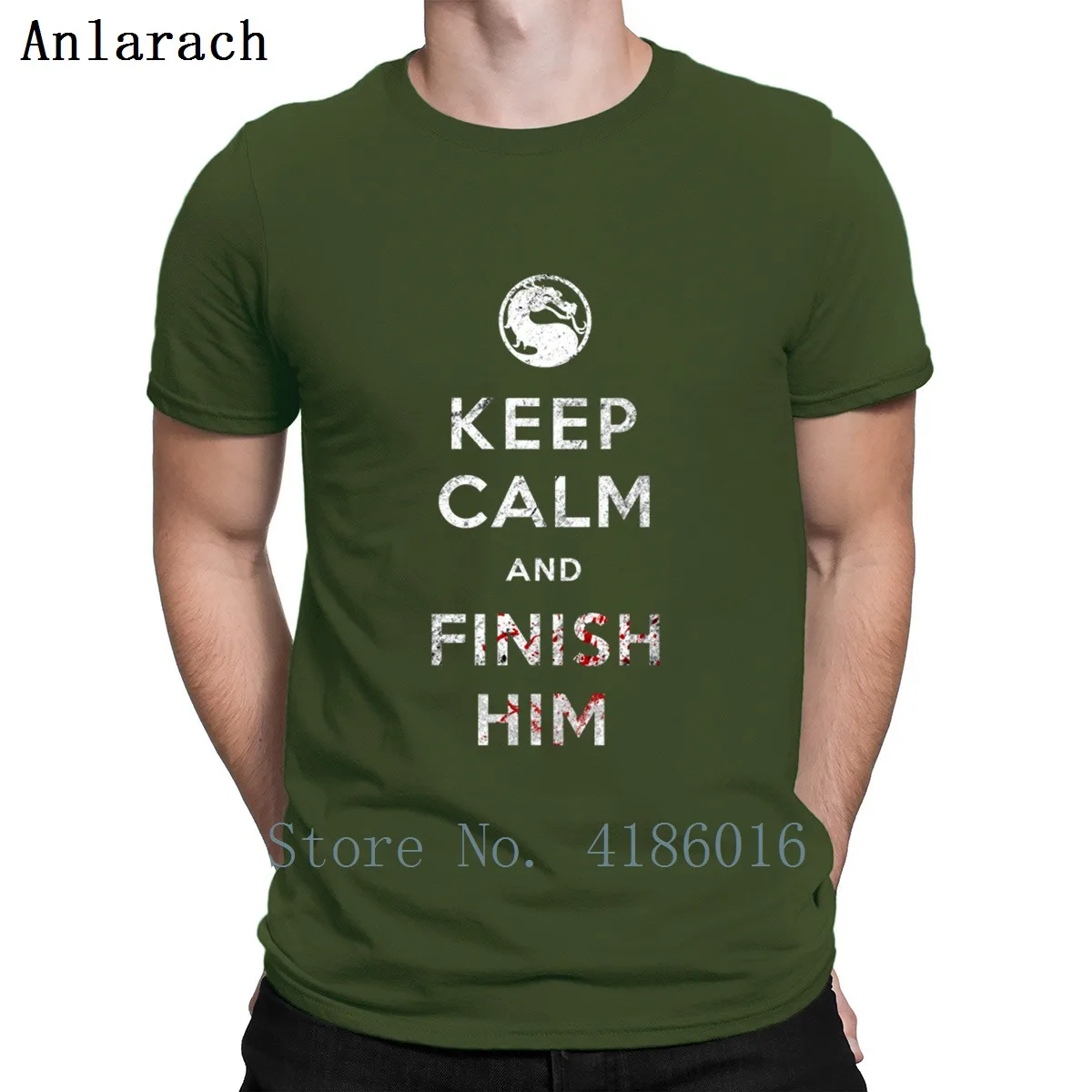 Keep Calm And Finish Him футболка натуральный круглый вырез хлопковая одежда Комический дизайн весна осень известный рубашка