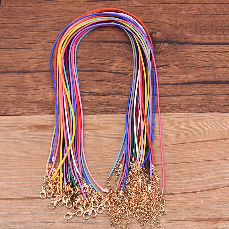 10PCS 1.5mm 16 Color Leather Cord Golden Lobster Clasp Adjustable Braided 45cm Rope For DIY Necklace Jewelry Making Findings