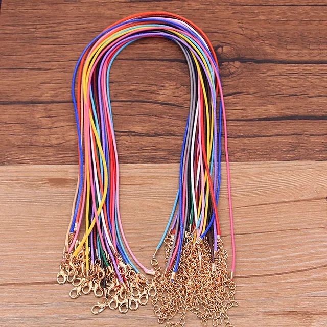 10PCS 1.5mm 16 Color Leather Cord Golden Lobster Clasp Adjustable Braided 45cm Rope For DIY Necklace Jewelry Making Findings Multicolor