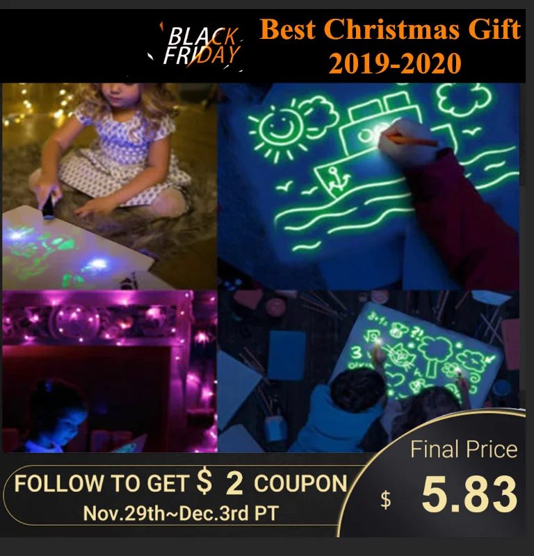 

Magic Of Luminous Drawing Board Exercise Unlimited Use 3D LED Painting Best Christmas Gift for Child Party Fluorescent Board