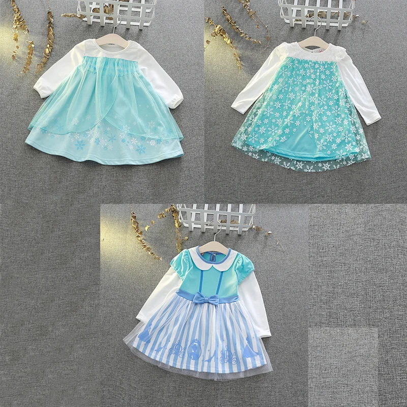 

Fancy 2-6y Girl Princess Elsa Dresses Snow Queen 2 Cosplay Costume Children Christmas Birthday Party Clothes Accessories Wig