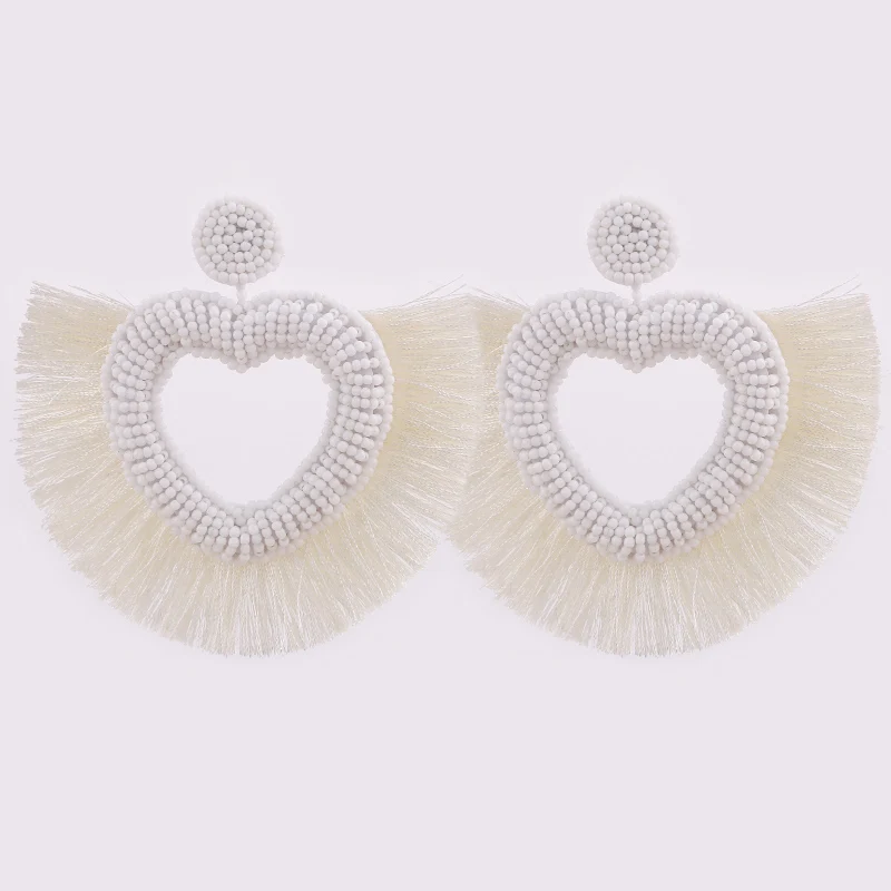 Sehuoran богемные Oorbellen многоцветные висячие серьги в форме сердца для женщин модные эффектные бисерные серьги Свадебные модные ювелирные изделия - Окраска металла: E1213 White