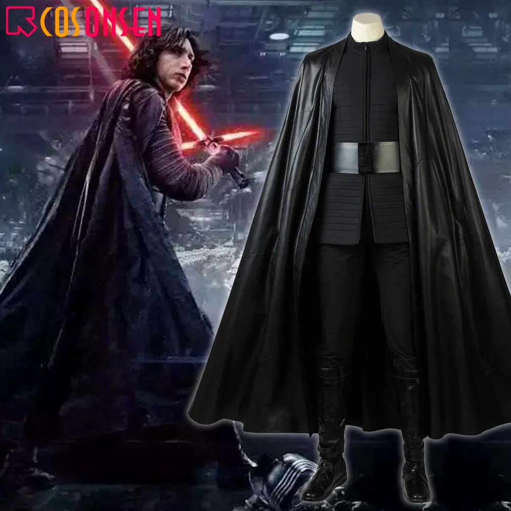 Kylo Ren костюм Звездные войны последний джедай Косплей Kylo Ren черный наряд мужской костюм на Хэллоуин COSPLAYONSEN индивидуальный заказ
