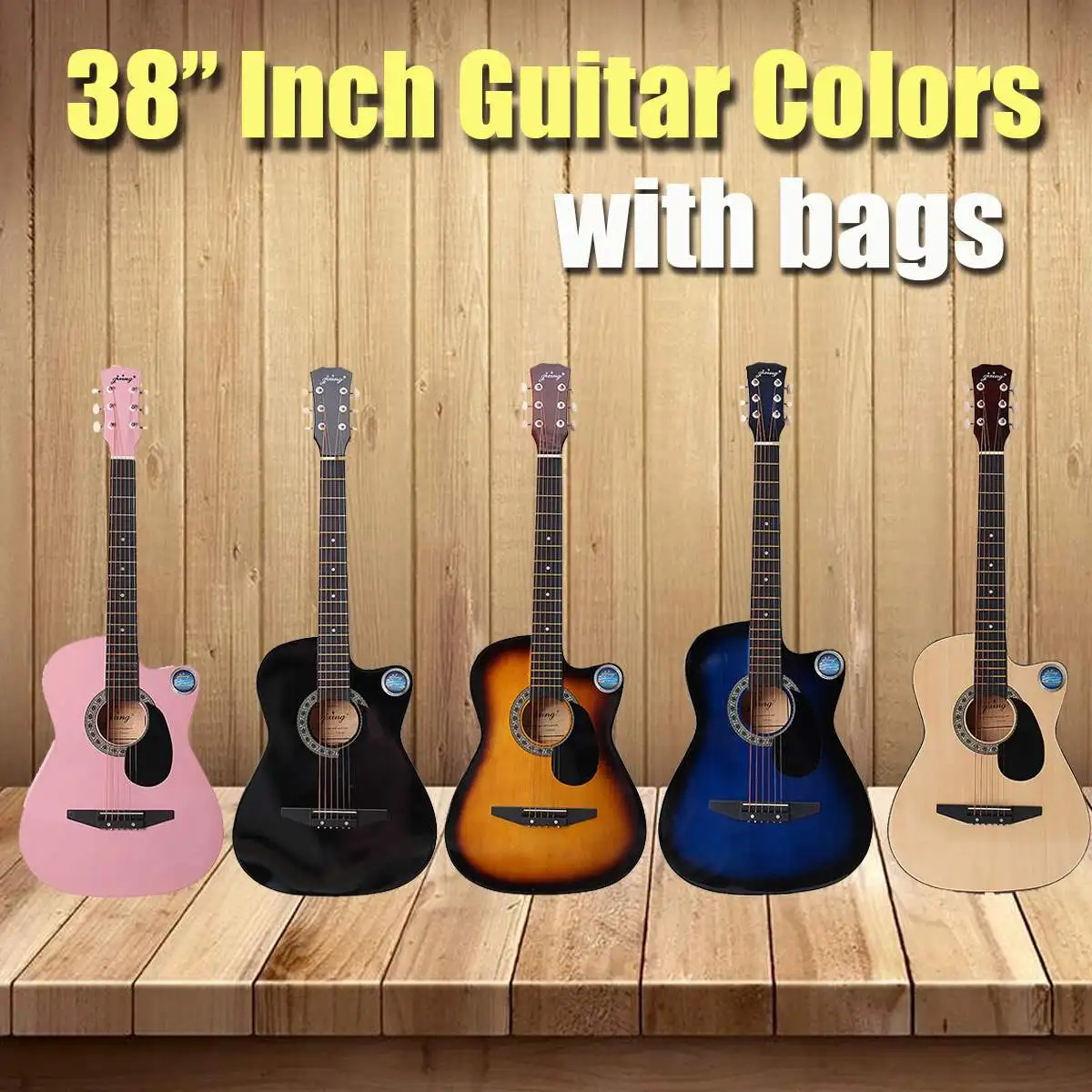 

38 Inch 18 Frets Basswood Folk Acoustic Guitarra Electric Bass Guitar Ukulele Back Maple Wood Fingerboard with Case Bag