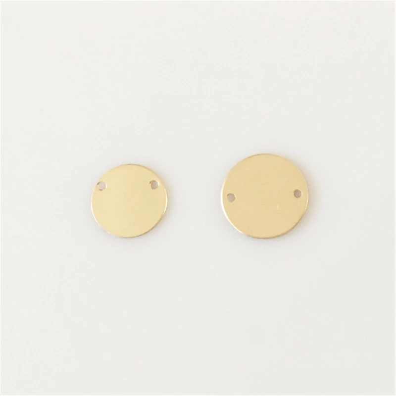 14K Gold Filled (14KGF) Round Disc with two Hole Gold Charm Jewelry for DIY Bracelet Necklace Making Jewelry Findings