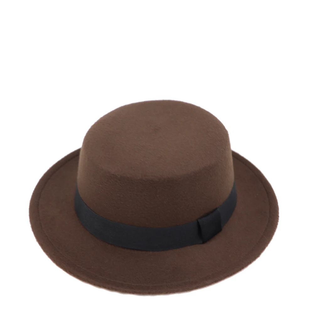 Winter Autumn Imitation Woolen Women Men Ladies Fedoras classic Jazz Hat European American Round Caps Bowler Hats Feminino Gorra - Цвет: coffee