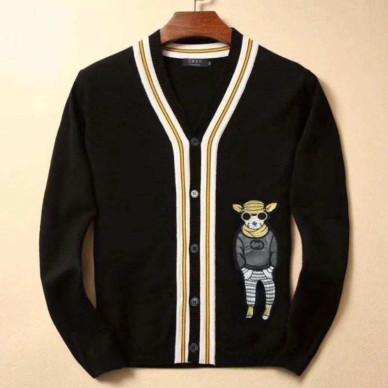 

New men sweaters Cardigan Interesting embroidery patterns plus size 6xl 7xl 8xl men sweater Quality Knitted Sweatercoat Warm Cardigan