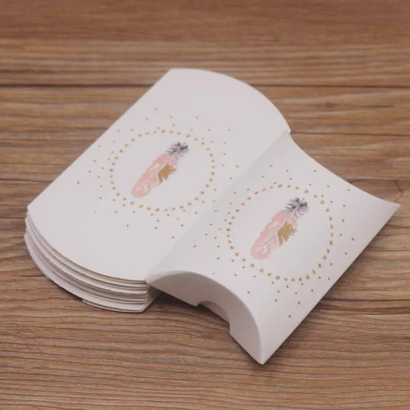 same as pic Feiluan20pcs коробочка для конфет, в форме подушечки белый/коричневый 8x5,5x2 см Розовый фламинго удача бумажные коробки для подарков diycontract пакет подушки коробка - Цвет: same as pic