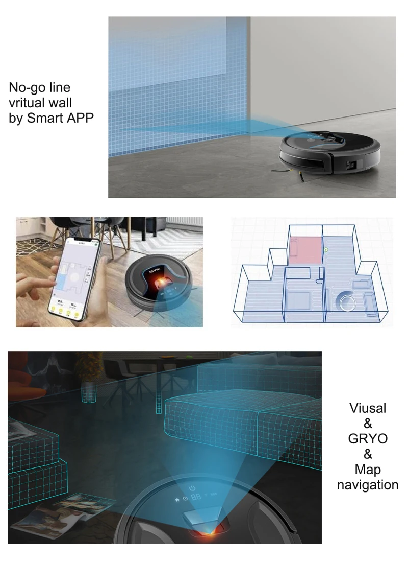 Newest Camera Visual+Gyroscope Navigation Robot Vacuum Cleaner