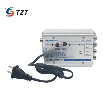 

TZT Seebest 8830H4 CATV 1 In 4 Out CATV Amplifier 30db Adjustable Cable TV Signal Amplifier 45-860MHz 2W