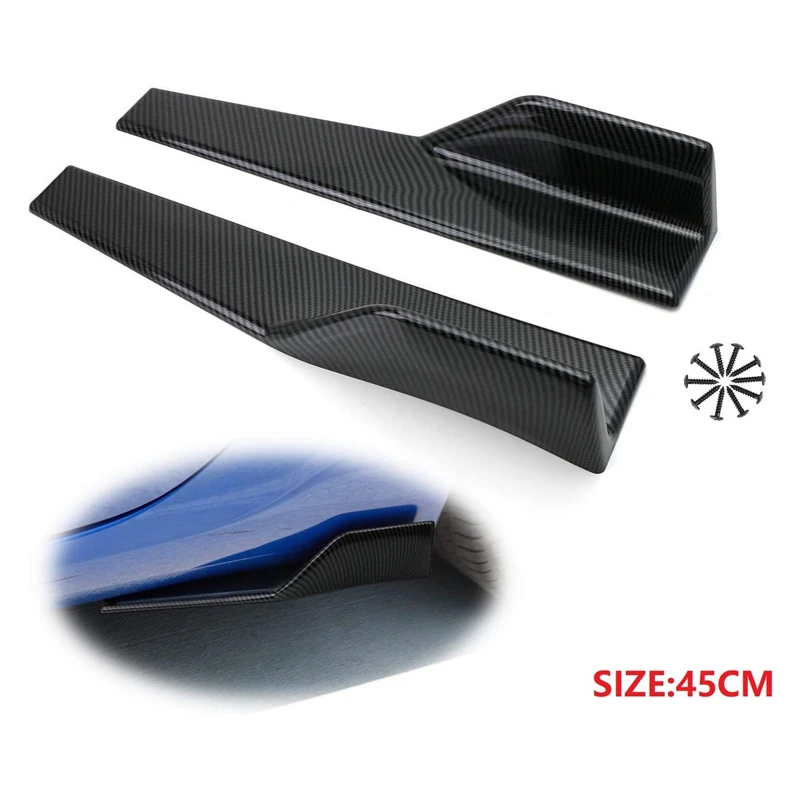 2Pcs 45cm/17.7Inch Carbon Fiber Pattern PP Universal Rear Side Skirt