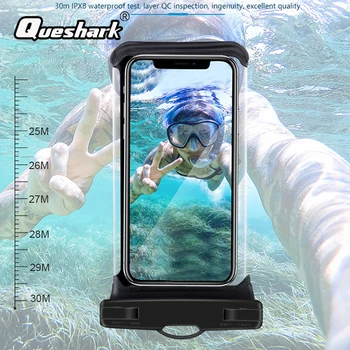 

2020 Touchscreen Waterproof Hot Spring Drifting Diving Swimming Phone Bag Seaside 6.9inch Mobile Phone Holder Case Bag