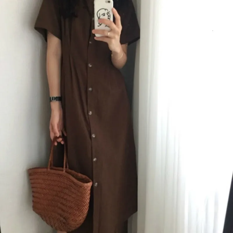 Koreaanse Korte Vrouwen Zomer Lange Jurk Vrouwelijke Vintage Bodycon Vestidos met Knoppen Gewaad Femme Ete Sukienki Jurken Koreaanse Korte Vrouwen Zomer Lange Jurk Vrouwelijke Vintage Bodycon Vestidos met Knoppen Gewaad Femme Ete Sukienki Jurken