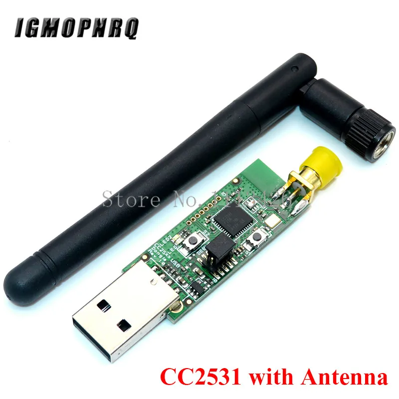 CC2531 CC2540 Zigbee Sniffer Беспроводная плата Bluetooth синий 4,0 модуль захвата ключа USB программатор Кабельный разъем загрузчика - Цвет: CC2531 with Antenna