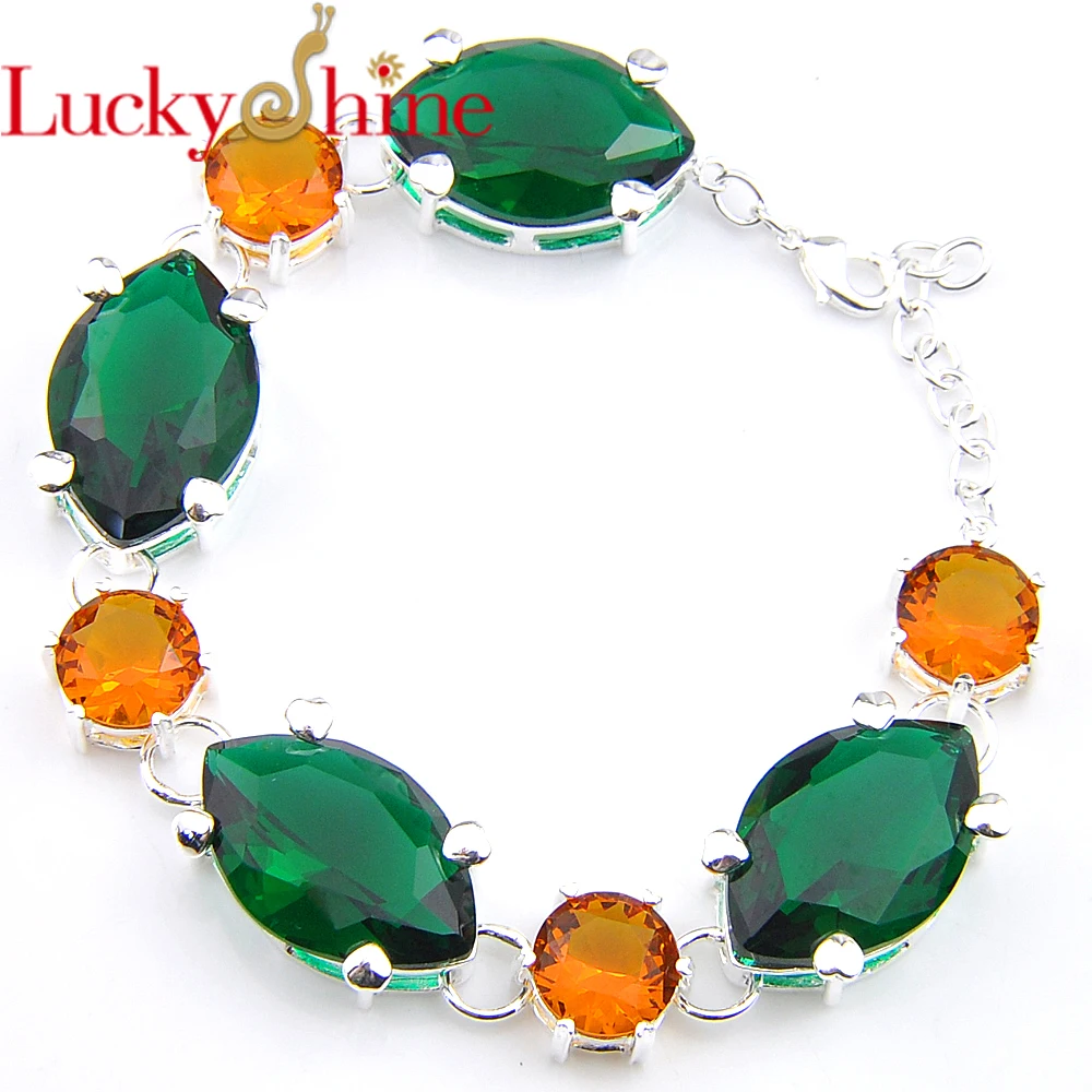 Luckyshine, модный уникальный дизайн, огненный конский глаз, зеленый кварц, посеребренные браслеты-Цепочки, Россия, Австралия, свадебные браслеты