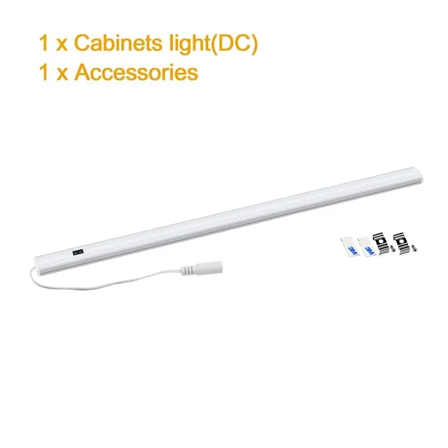 1Pcs lamp(DC Female) Светодиодный светильник под шкаф с датчиком развертки, светодиодный светильник 30, 40, 50 см, прикроватный кухонный шкаф, белый/теплый белый цвет, Сменное освещение - Испускаемый цвет: 1Pcs lamp(DC Female)
