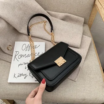 

Women's bag 2020 new chain handbag fashion small square bag pu metal buckle women's bag shoulder messenger bag luxury handbag