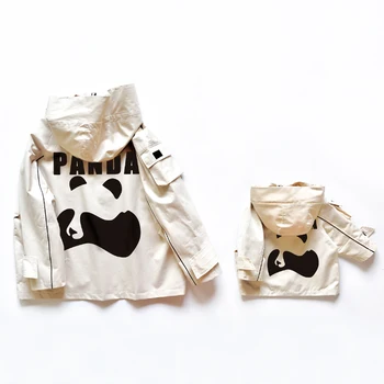 

Boys Spring Autumn Panda Clothes Girls Windbreaker Parent-child Mother and Daughter Son Hooded Coat Father Son Baby Outfits