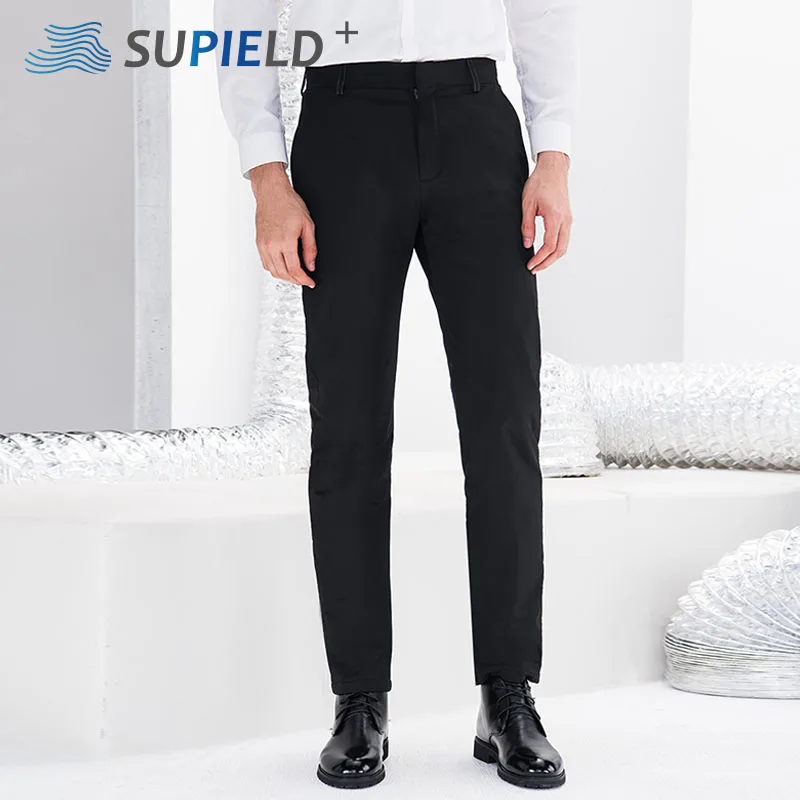 

SUPIELD Aerogel Warm Casual Pants Men Business Straight Trousers Elastic Waist Jogger Slim Fit Classic Style Fashion Men Pants