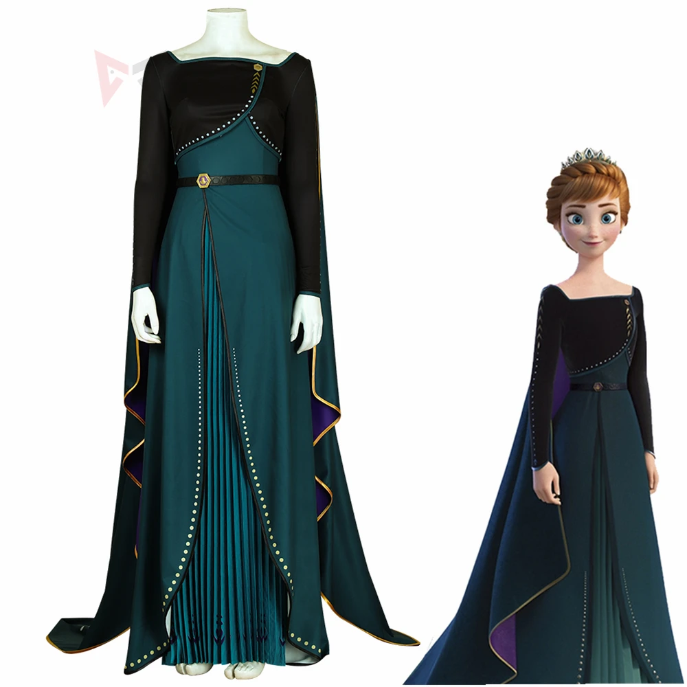 

Snow Queen 2 Anna Coronation Dress Cosplay Costume Long Gown Cape Princess Set for Women Female Girls Halloween Carnival Party