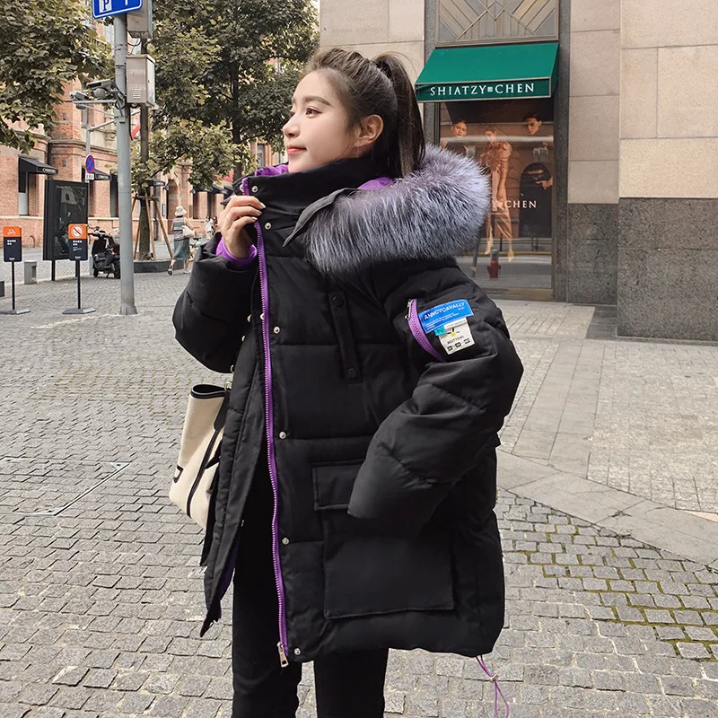 Winter 2021 New Loose Parkas Thick Hooded Cotton Padded Jacket Female Warm Fashion Coat Casual Outwear