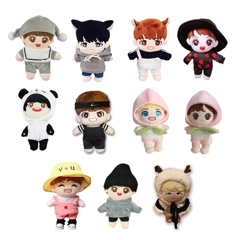 Koop Korea Kawaii Pluche Poppen Speelgoed Cartoon Gevulde Pop Met Kleding Pp Katoen Leuke Soft Dolls Collection Fans Gift Speelgoed Voor kid Geschenken