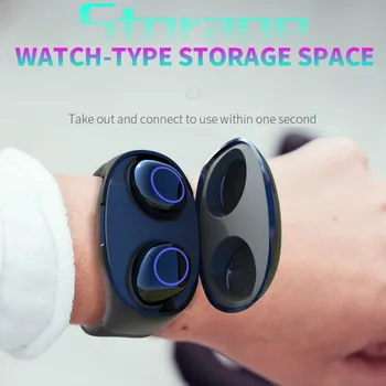 

TWS Bluetooth 5.0 Earbuds Wireless Waterproof Sweatproof Sports Earphones with Watch-Type Charging Case