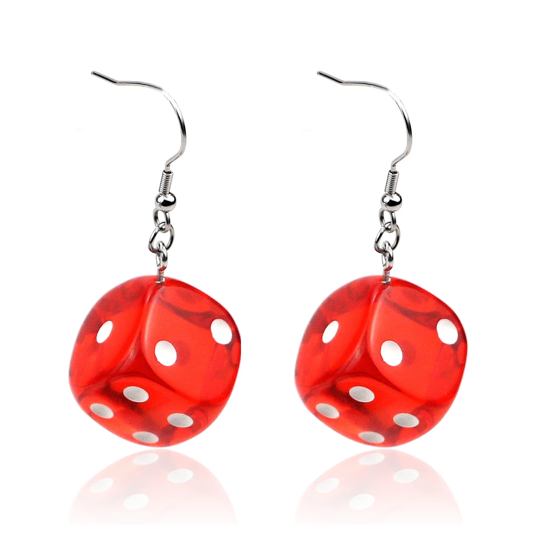 red Aiovlo женские серьги красные 3D шахматные игры хип-хоп украшения для ночного клуба длинные ушные крючки из нержавеющей стали и акриловые серьги в виде игральных костей - Окраска металла: red