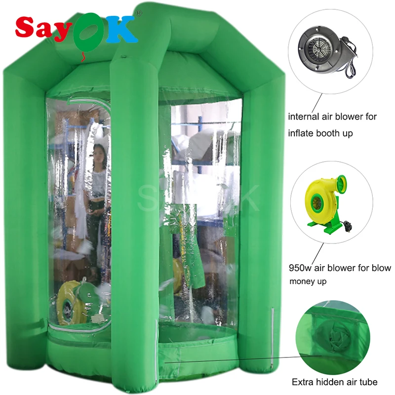 

SAYOK Inflatable Cash Cube Booth Money Grab Machine with Air Blowers for Business Advertising Event Promotion