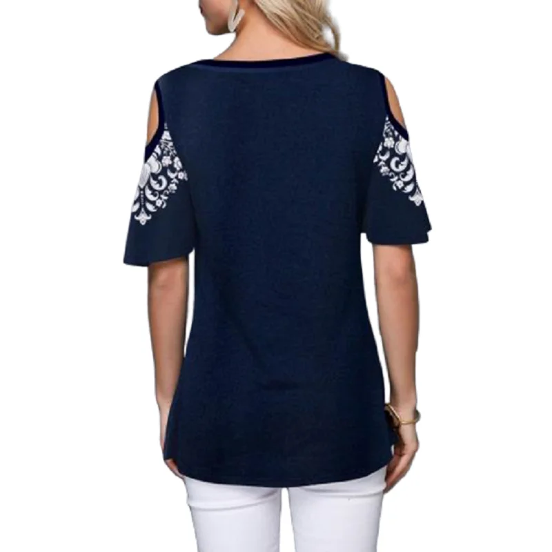 New 2020 Women Summer Loose T Shirt Casual Short Sleeve Tops Tees Sexy Off Shoulder Print O-Neck Vintage T-Shirt Plus Size S-5XL