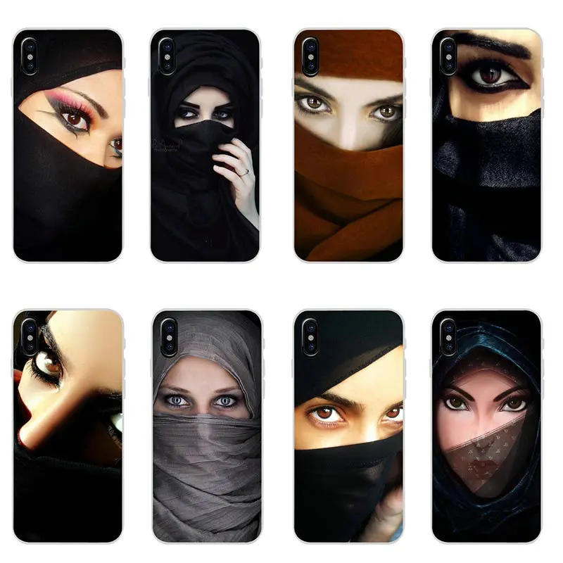 Muslim Islamic Gril Eyes Soft TPU Silicone Mobile Phone Cases Bags for iPhone X XR XS Max 10 7 6 6s 8 Plus 4 4S 5 5S SE 5C |