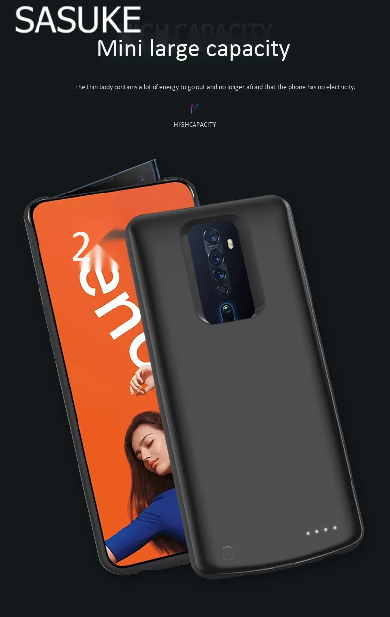 6500 мАч чехол для зарядки аккумулятора s для Oppo Reno 2 мягкий силиконовый чехол для внешнего аккумулятора для Oppo Reno 2 Твердый чехол для задней панели fundas