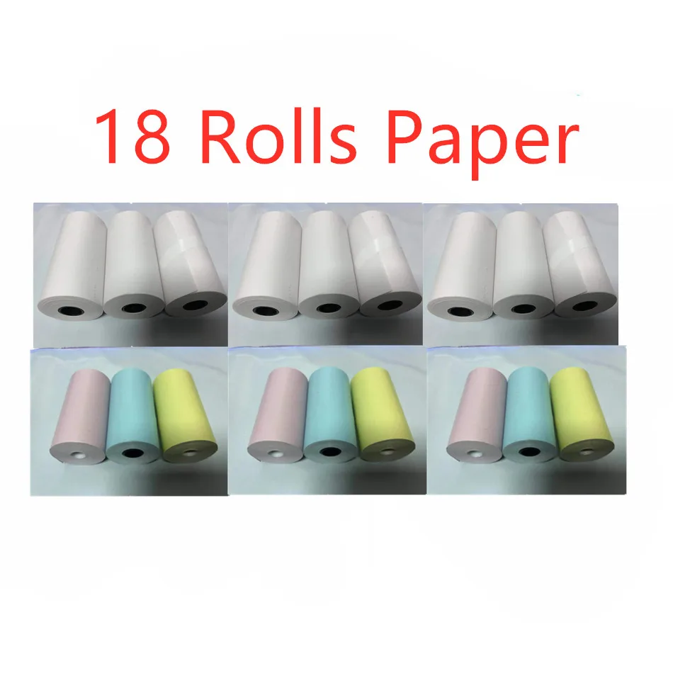 18 rolls paper GOOJPRT 57x30mm Self-adhesive Thermal Photo Paper Receipt Label Sticker Paper for 58mm A6 Peripage Pocket Photo Printers - Цвет: 18 rolls paper