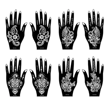 

8 Sheets Henna Tattoo Stencil Set for Women Girls Hand Finger Body Paint Temporary Tattoo Templates