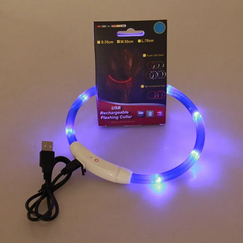 Rechargeable USB LED Flashing Light Band Belt Safety Pet Dog Collar