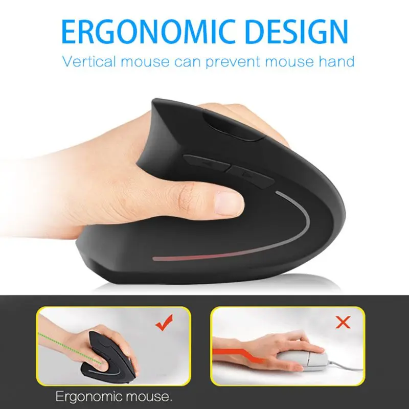 

Left-Handed Mouse Rechargeable Ergonomic Vertical Mice with USB Receiver for PC