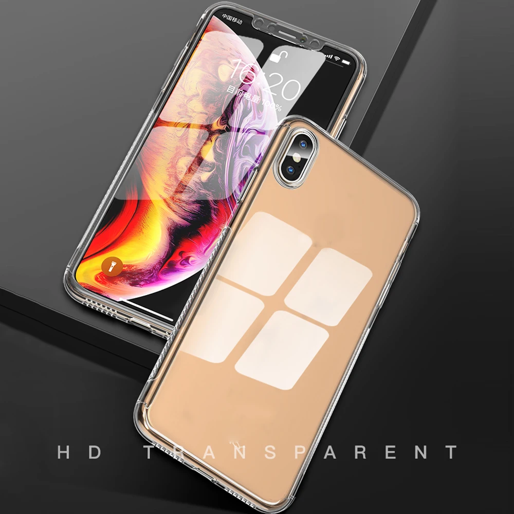 IPAKY Clear 360 градусов полная защитная Броня чехол из закаленного стекла для Iphone X XS Max XR X прозрачный чехол-накладка со стеклом