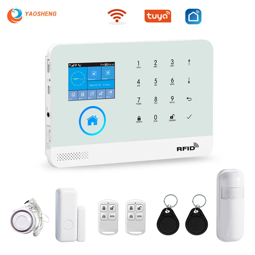 

TUYA WIFI GSM White Alarm Safety System Smart Home App Control With IP Camera Wireless Smarthouse Security Alarms