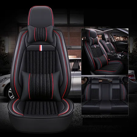 Front+Rear) 5 seat covers auto For Cadillac ats ct5 ct6 cts sls xt5 xts,jaguar f-pace xe xf xj x351 of - Название цвета: Black Luxury
