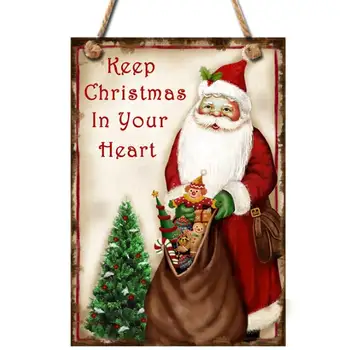 

Christmas Wooden Hanging Plaque Merry Christmas Door Sign Hanger Wall Decoration