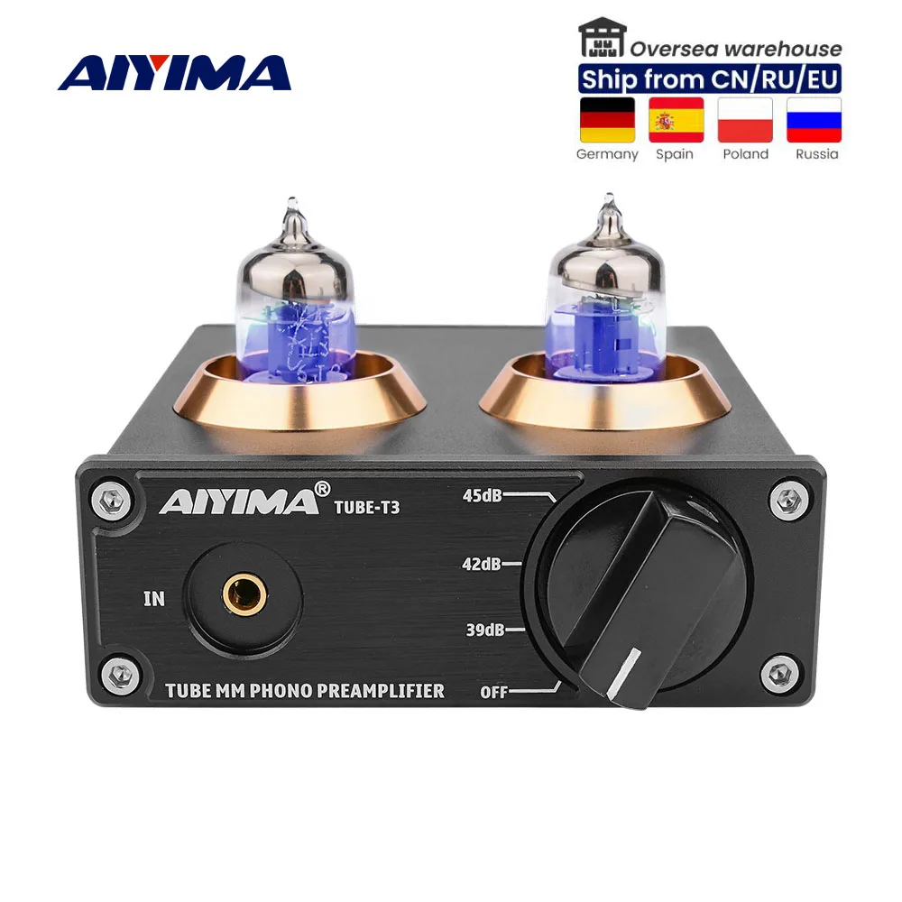 Aiyima Áudio t3 Phono Pré-amplificador para Turntable Fonógrafo Preamp Vinyl Record Player Mini Stereo Hifi Vácuo Amplificador Diy