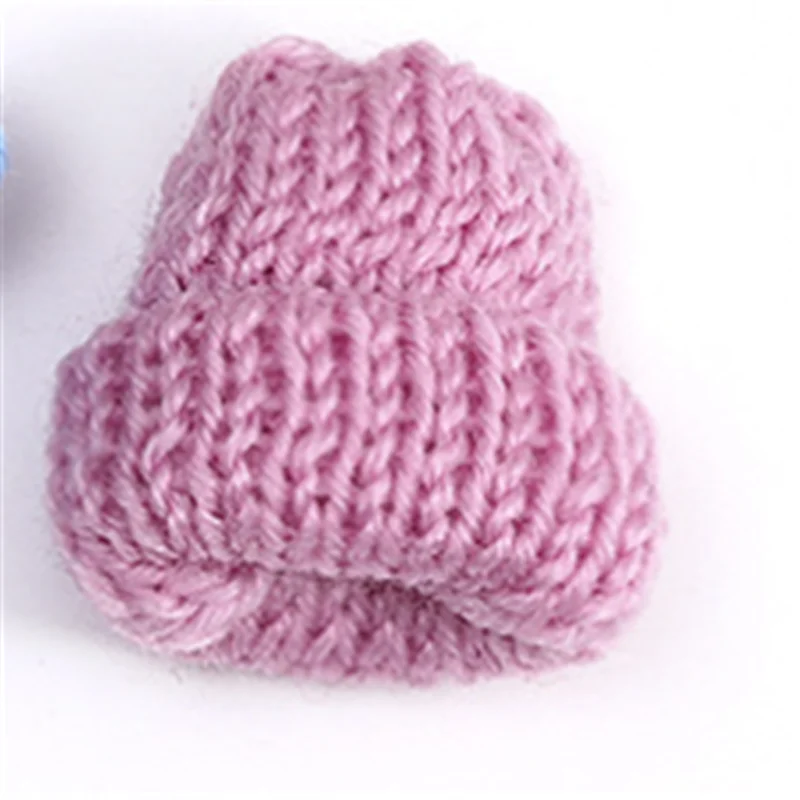 10 шт. мини ручная работа Маленькая вязаная шляпа для DIY куклы чехол для телефона украшение головной убор одежда игрушка ребенок ручной Скрапбукинг искусство - Цвет: pink 10pcs