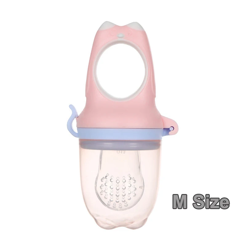 Pink M size 1 шт., Детская Бутылочка для свежих продуктов, Детская соска, игрушка для жевания фруктового сока, Овощная кормушка, 3 размера, для 3-20 месяцев - Цвет: Pink M size