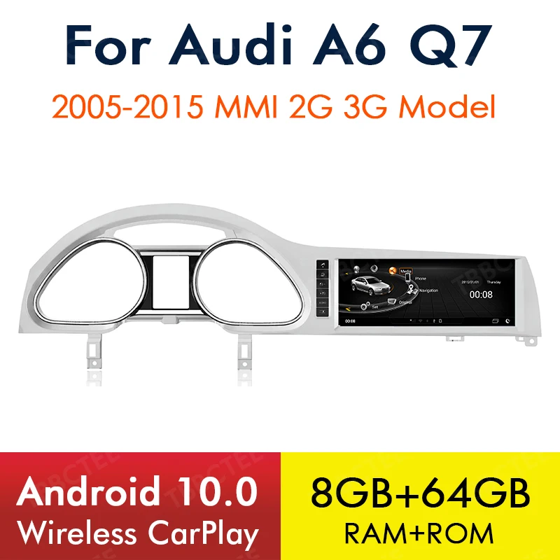 Автомобильный мультимедийный плеер для Audi A6 C6 Q7 Android 10 8 + 64 ГБ 2005 ~ 2015 MMI 2G 3G CarPlay