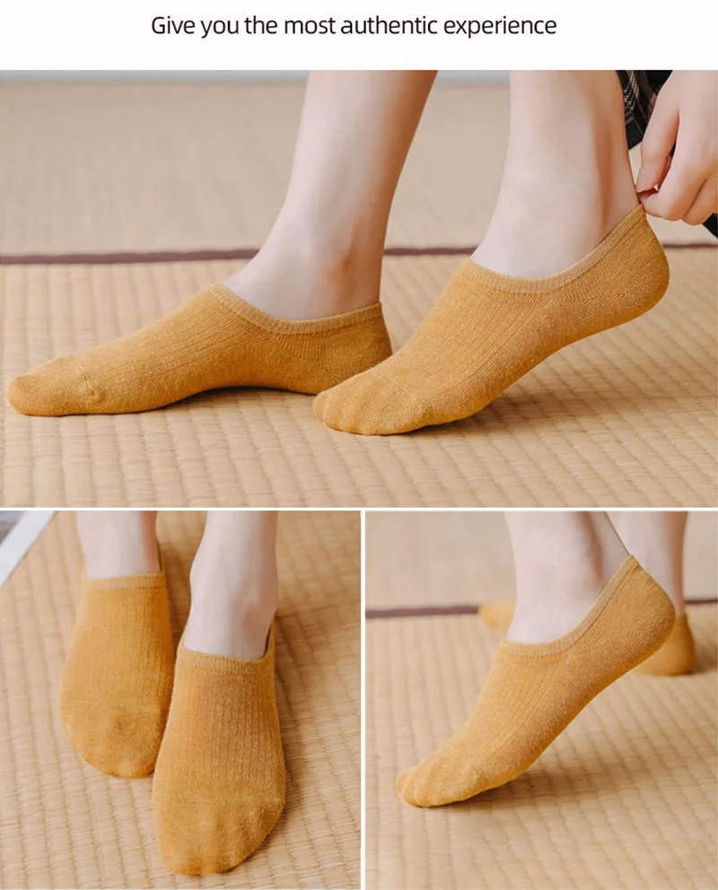 5 Pairs Woman Silicone Non-slip Invisible Socks Summer  Cotton Ankle Solid Color Boat Women's Slippers 35-40EUR Short Socks Lot