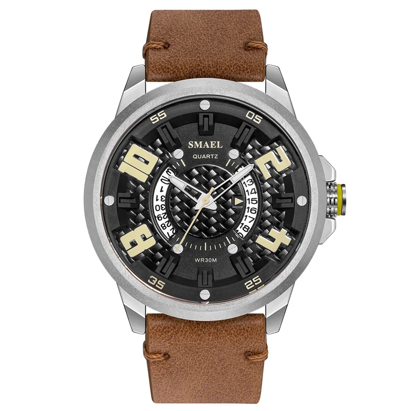 SL-9104 Brown Мужские часы, модные светящиеся наручные часы, Лидирующий бренд, SL-9104, многофункциональные Кварцевые Светящиеся часы с календарем - Цвет: SL-9104 Brown