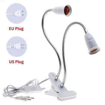 

360 degree flexible socket holder E27 base, with switch EU US plug, for LED equipment double head or single head lamp holder pla