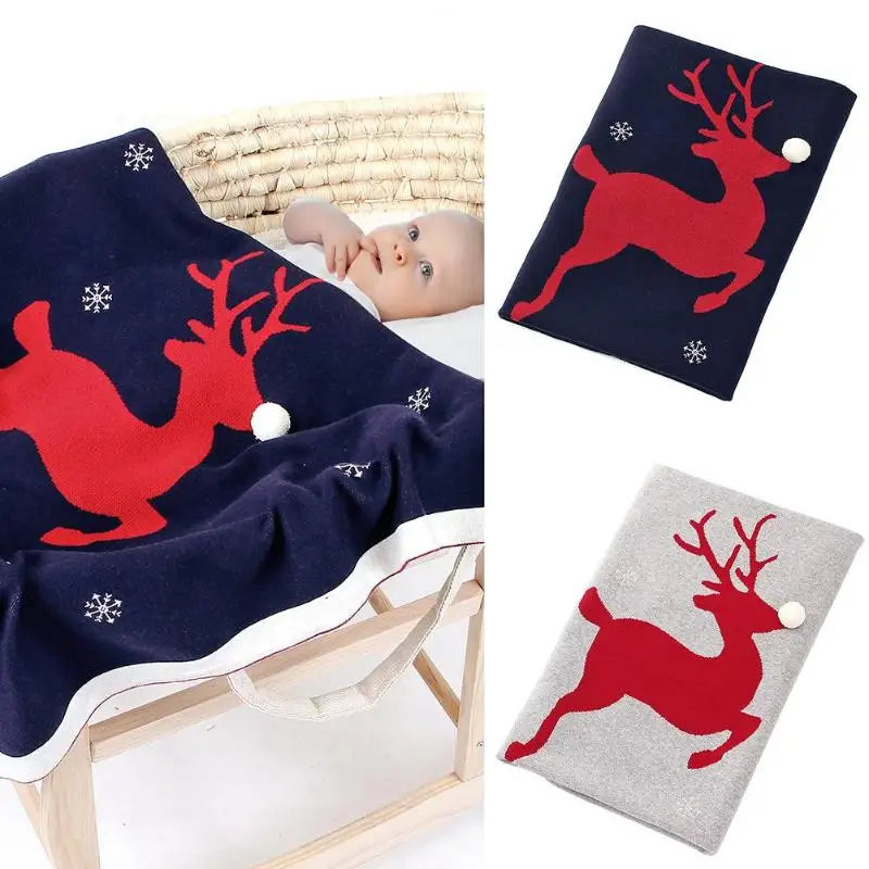 

Christmas Elk Baby Blanket Warm Bedding Quilt Cotton Newborn Photography Infant Swaddle Wrap Sleeping Blanket Stroller Accessory